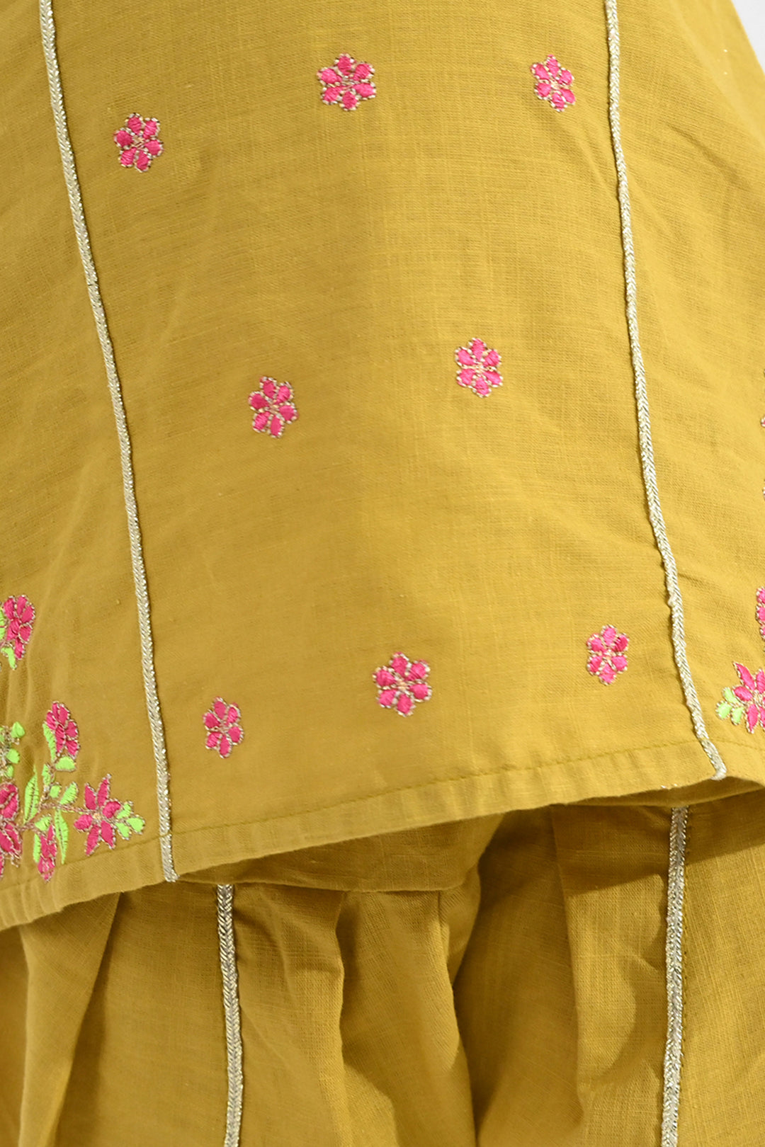 Infant Girls Cotton Slub Embroidered 2 Pcs (Roshan Pari) - Dhani Green