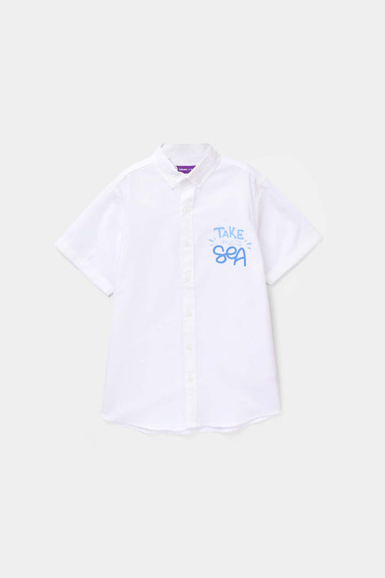 Boys Yarn Dyed Shirt - White