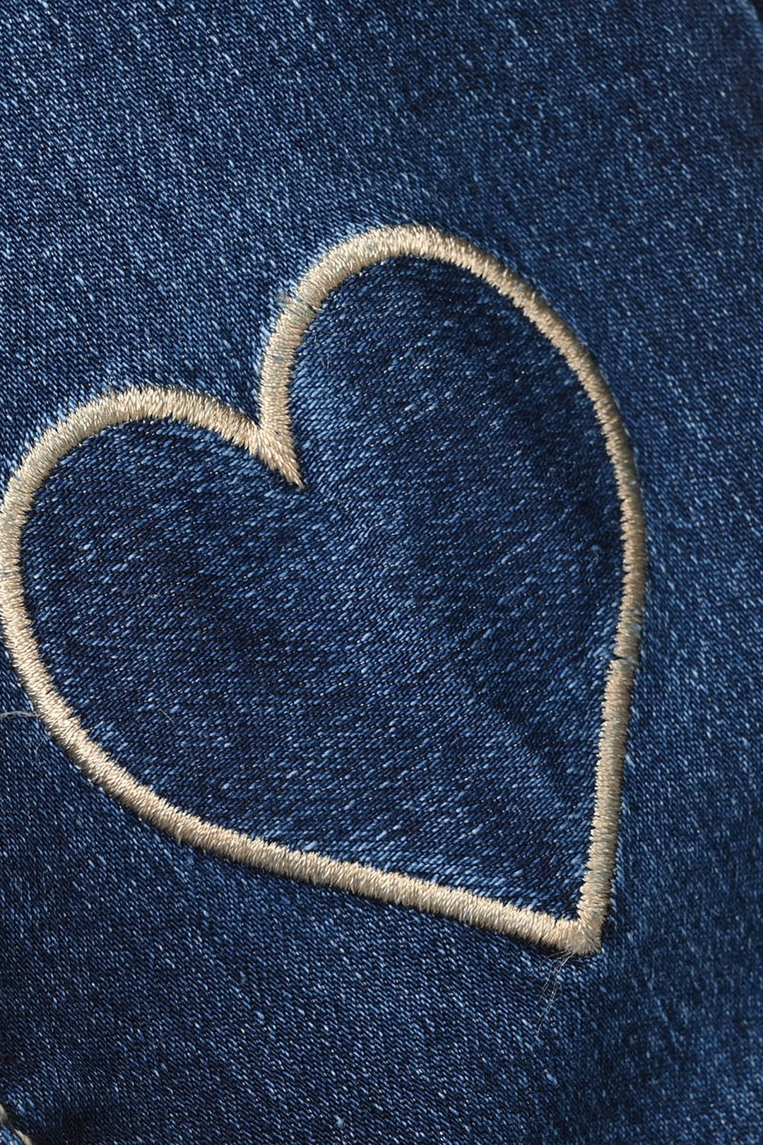 Girls Denim Stretch Jeggings (Heart Patch) - Dark Blue