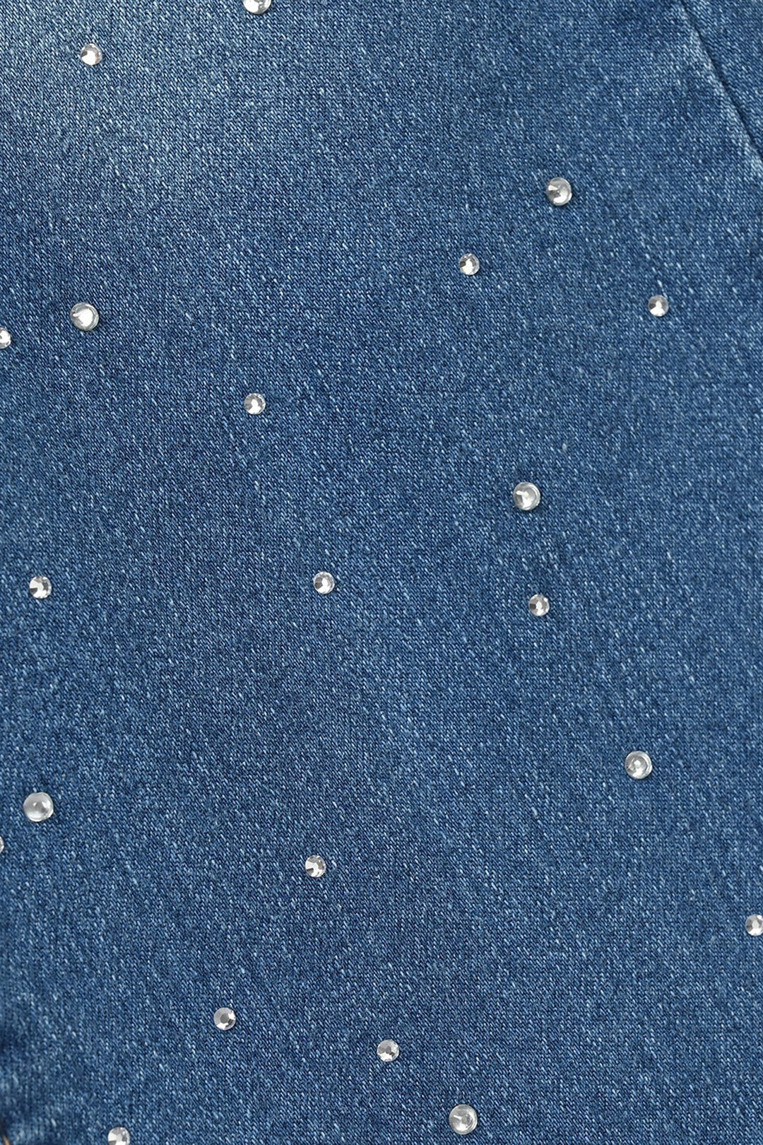 Girls Denim Stretch Jeggings (Studs) - Mid Blue