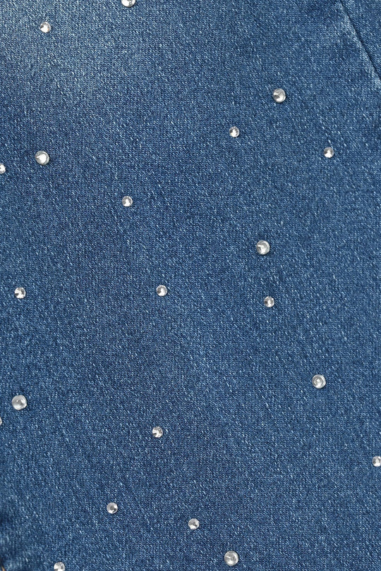Girls Denim Stretch Jeggings (Studs) - Mid Blue