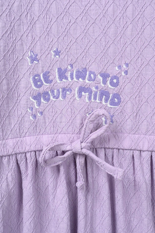 Girls Jacquard Knitted Frock (BE KIND) - Purple