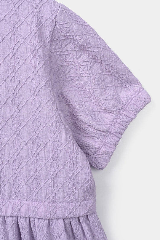Girls Jacquard Knitted Frock (BE KIND) - Purple