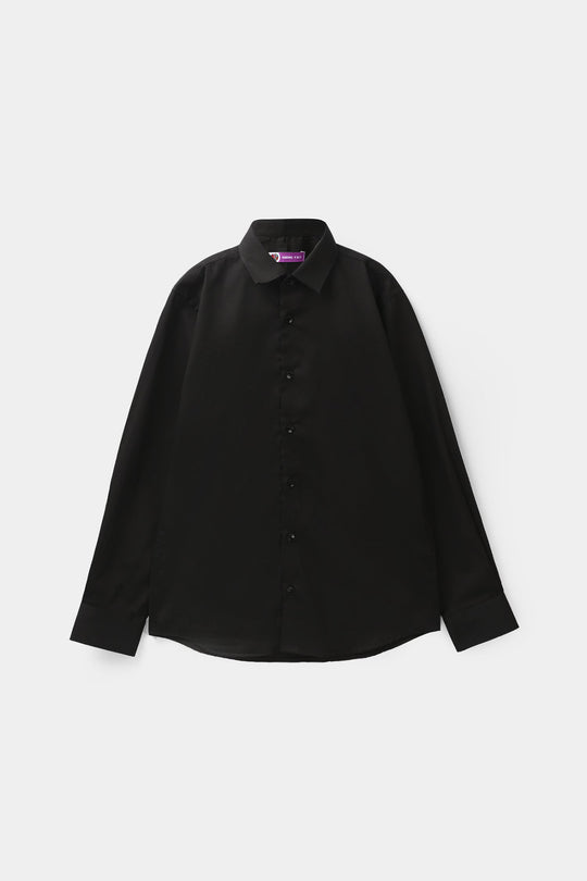 Boys Cotton Poplin Formal Shirt - Black