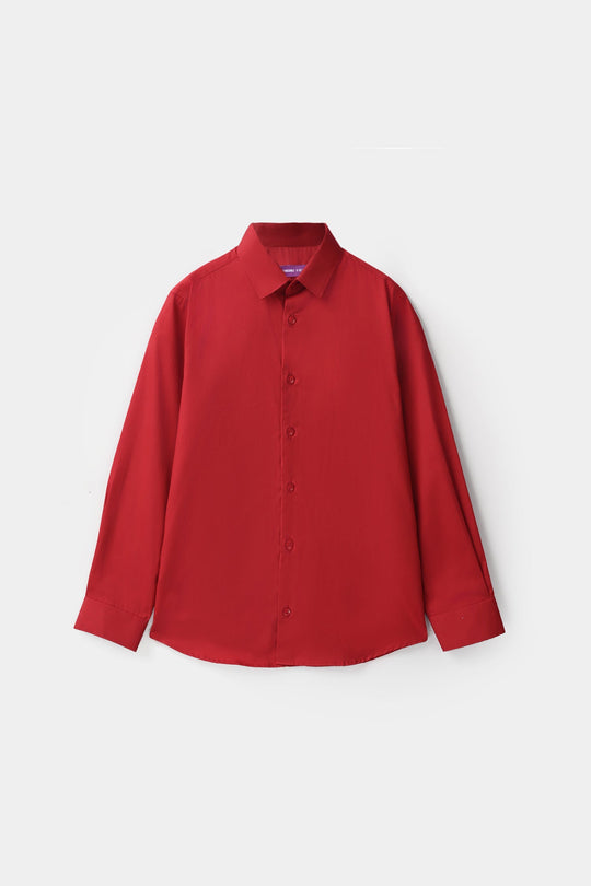 Boys Cotton Poplin Formal Shirt - Red