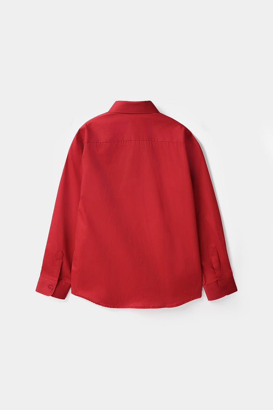 Boys Cotton Poplin Formal Shirt - Red