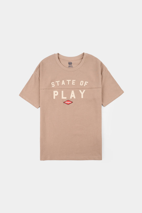 Boys Jumbo Pique T-Shirt (State of Play) - Beige