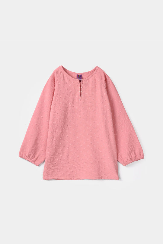 Girls Cotton Casual Top Brochia – Pink