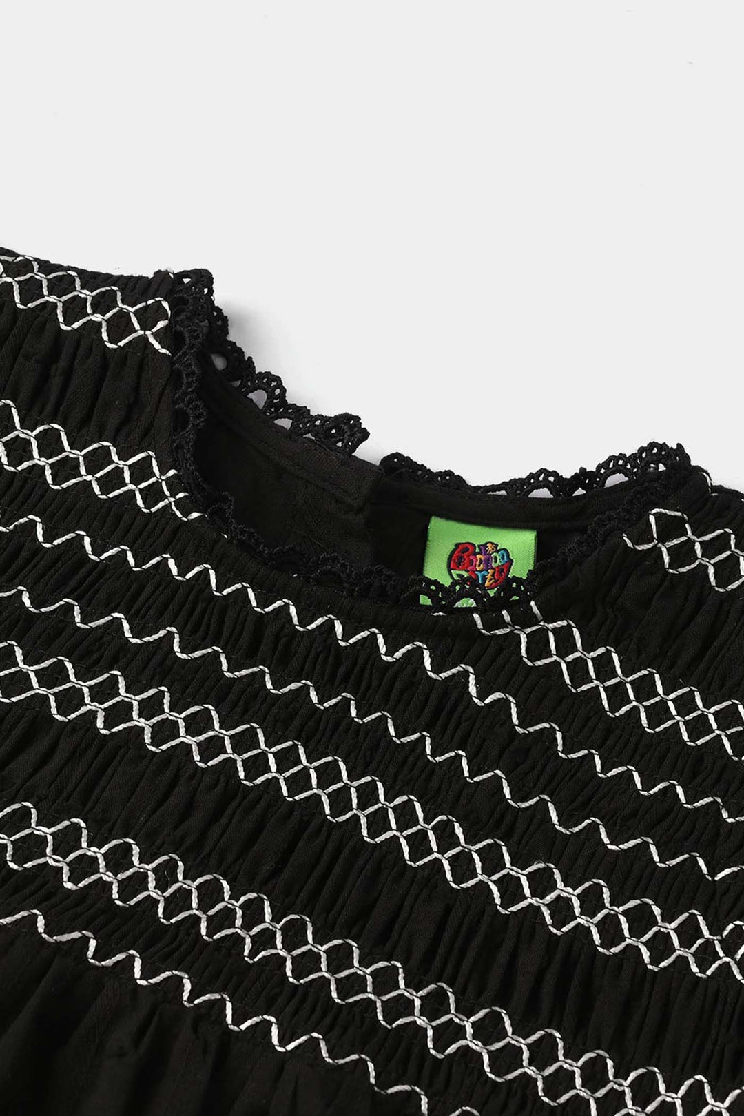 Infant Girls Jacquard Casual Frock Top (Middy) - Black