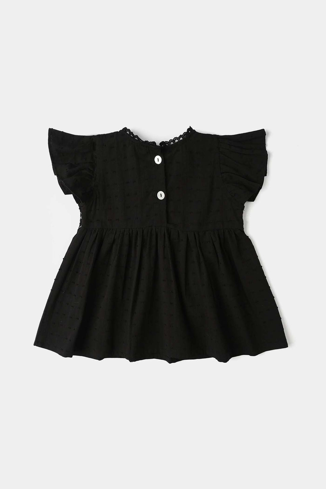 Infant Girls Jacquard Casual Frock Top (Middy) - Black