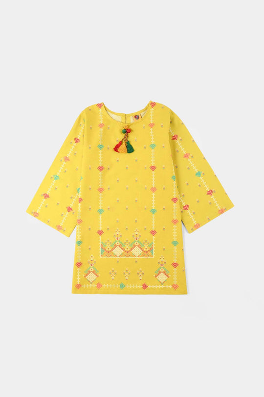 Girls Cotton Printed Kurti (Sunny) – Yellow