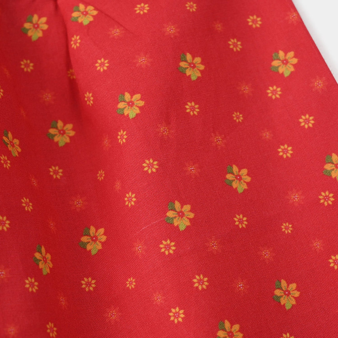 Infant Girls Cotton Printed Shalwar Dhanak - Red