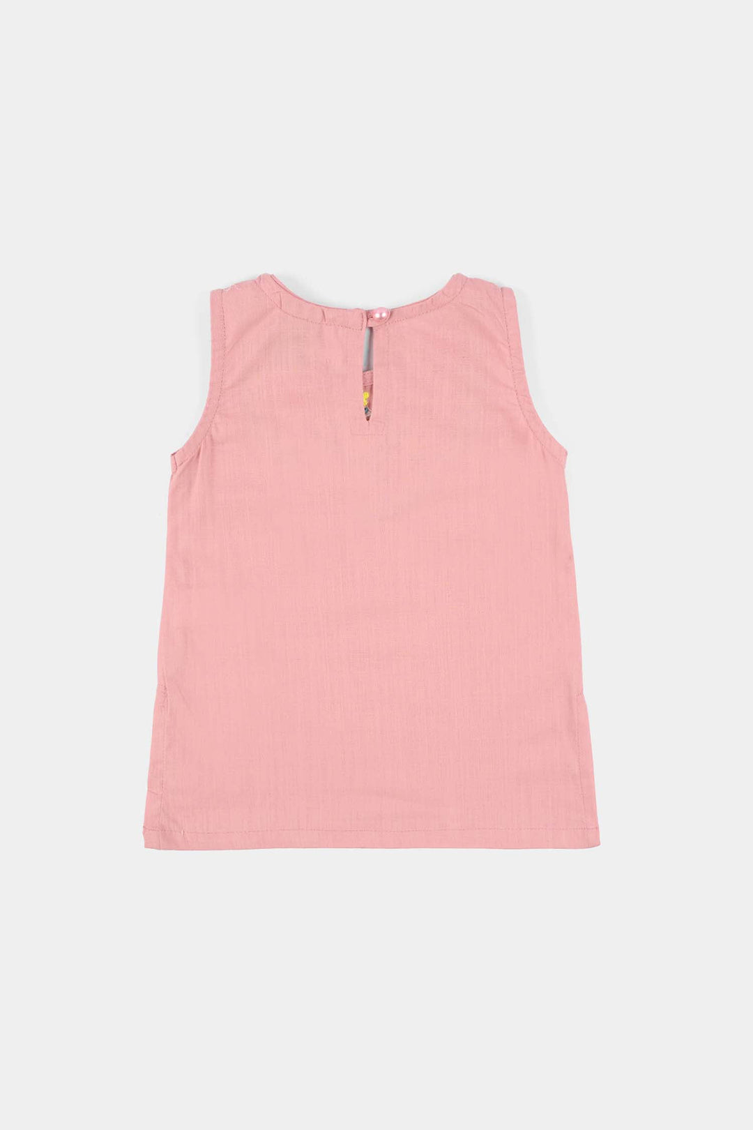Infant Girls Cotton Slub Embroidered Kurti (Sama) - T.Pink