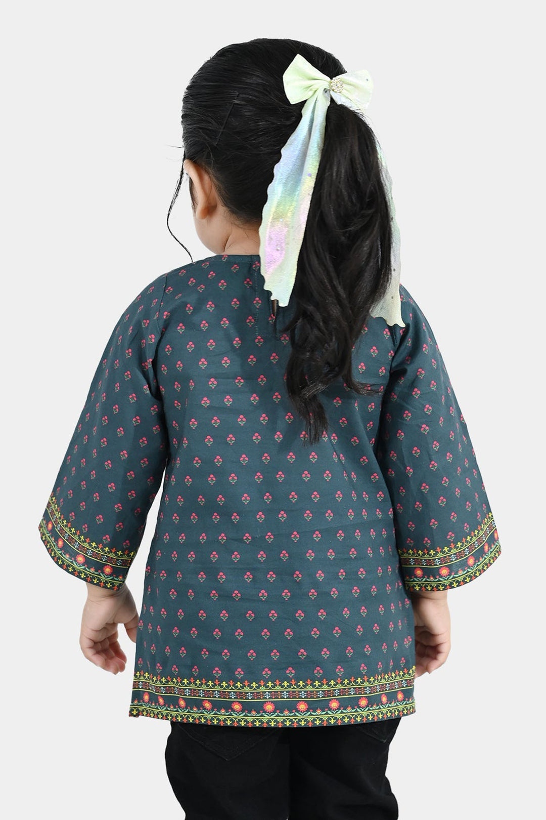 Infant Girls Cotton Printed Kurti Eira - Teal Blue