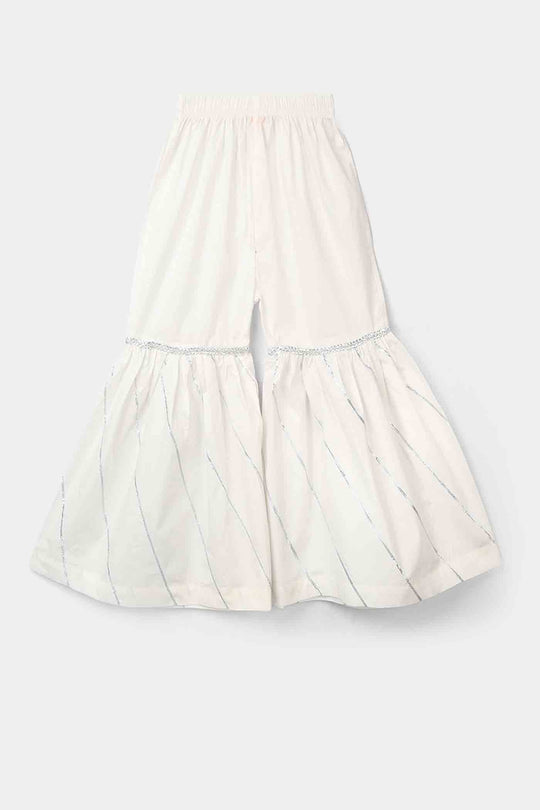 Girls Gharara Chata Patti - White