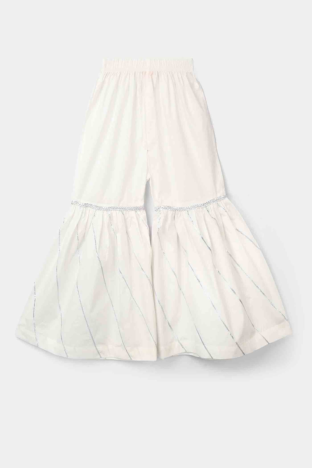 Girls Gharara Chata Patti - White