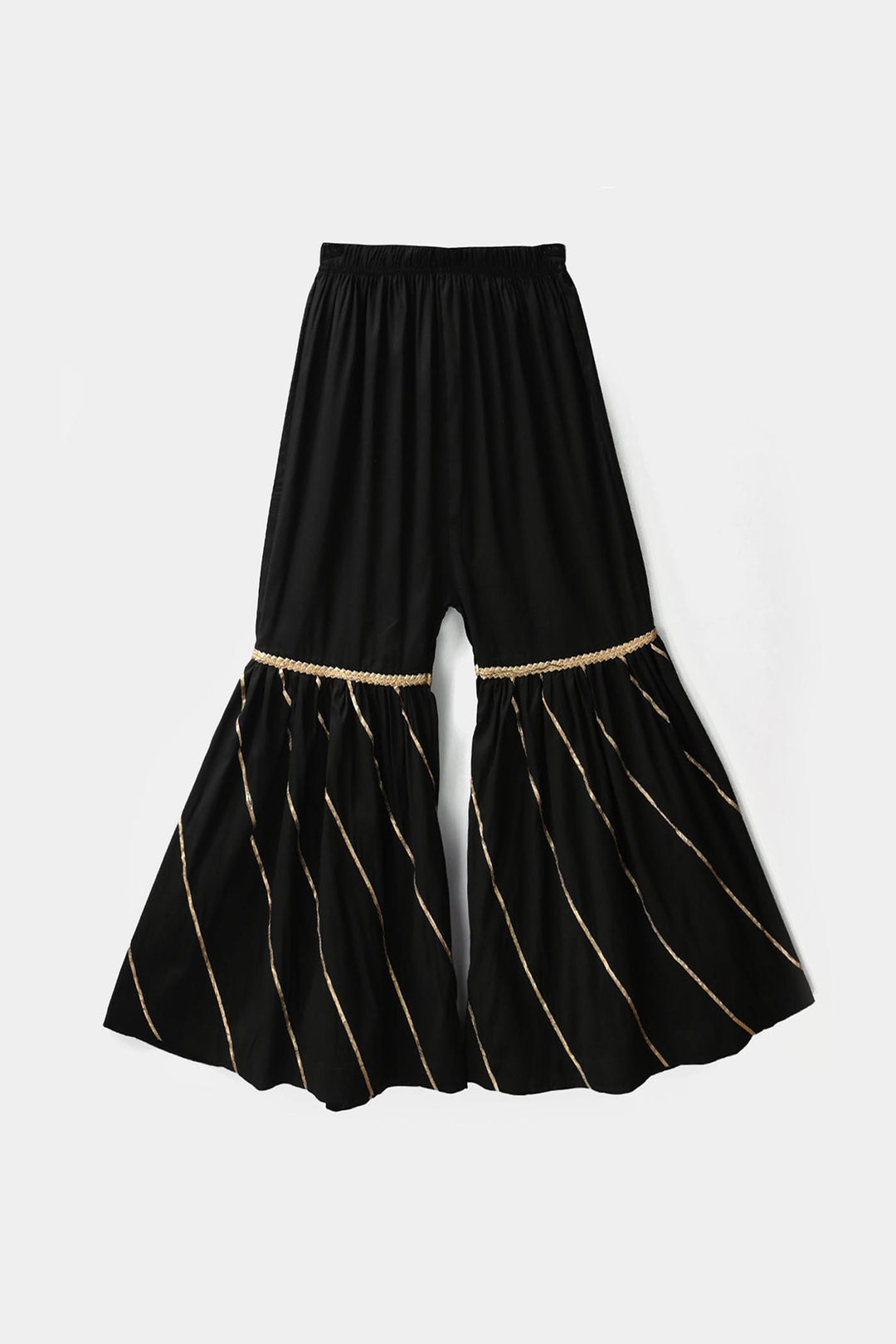 Girls Gharara Chata Patti - Black