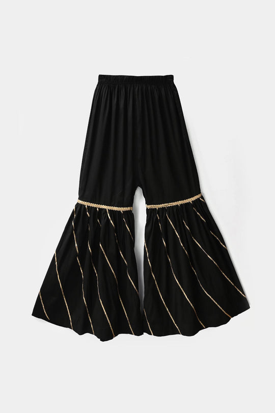 Girls Gharara Chata Patti - Black
