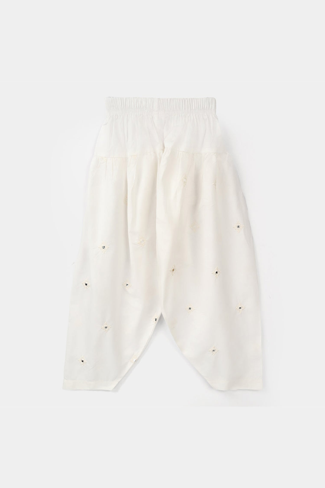 Girls Cotton Embroidered Shalwar Booti – White