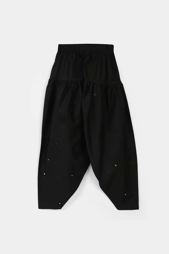 Girls Cotton Embroidered Shalwar (Booti) – Black