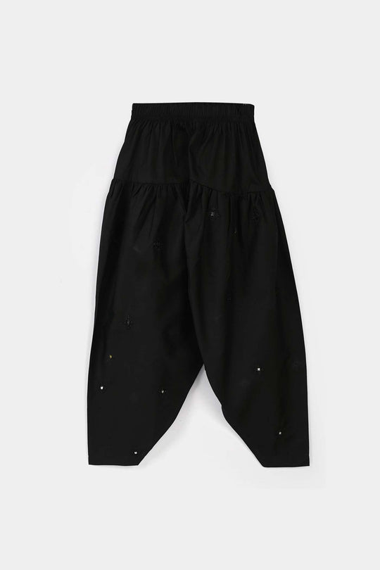 Girls Cotton Embroidered Shalwar (Booti) – Black