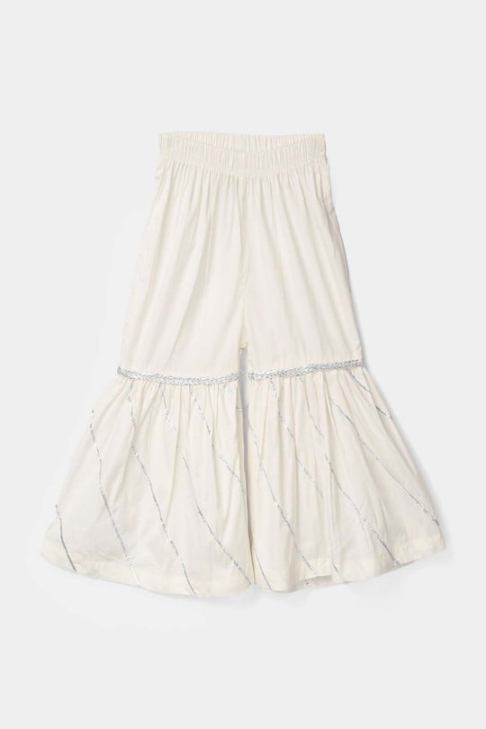 Infant Girls Gharara Chata Patti - White