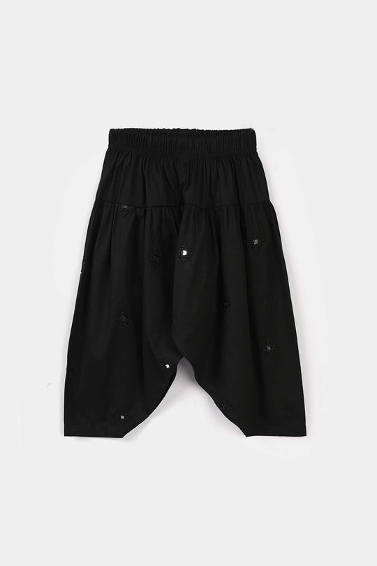 Infant Girls Cotton Embroidered Shalwar Booti - Black