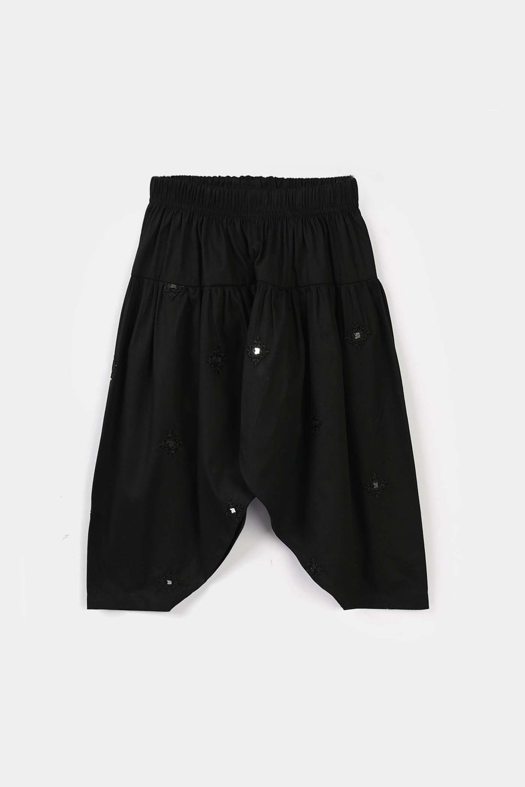 Infant Girls Cotton Embroidered Shalwar Booti - Black