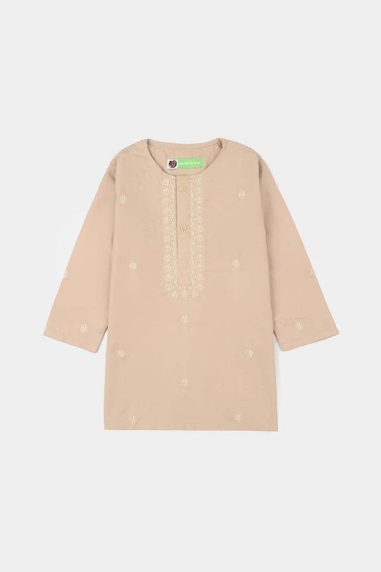 Infant Boys Poly Viscose Kurta Pajama - Beige
