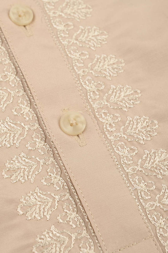 Boys Poly Viscose Kurta Pajama (ARI EMB)-BEIGE