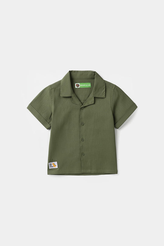 Infant Boys Yarn Dyed Shirt (Keep Going) - Green