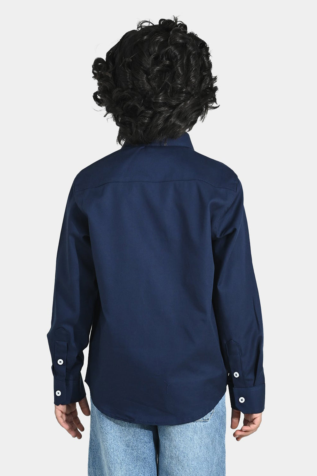 Boys Yarn Dyed Formal Shirt - Navy