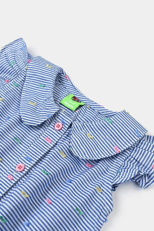 Infant Girls Yarn Dyed 2 Pc Suit - Blue