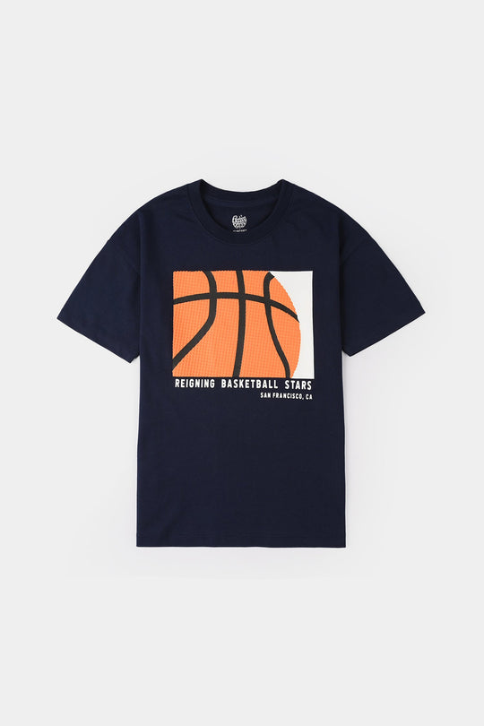 Boys Jersey/Terry T-Shirt Basketball - Navy Blue