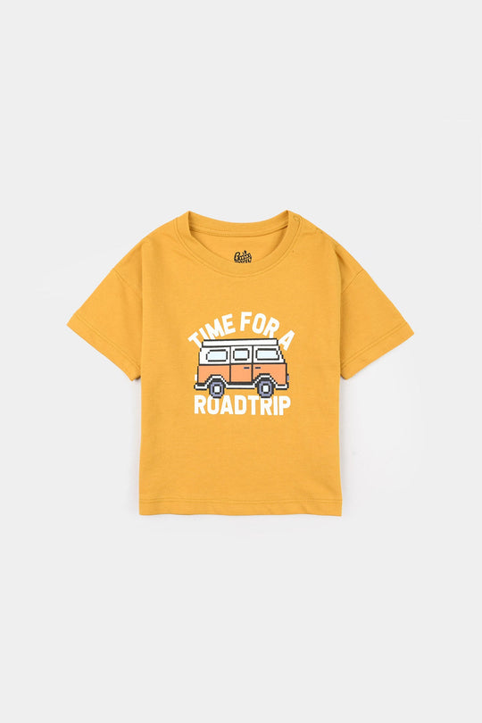 Infant Boys Jersey/Terry T-Shirt (Road Trip) - Yellow