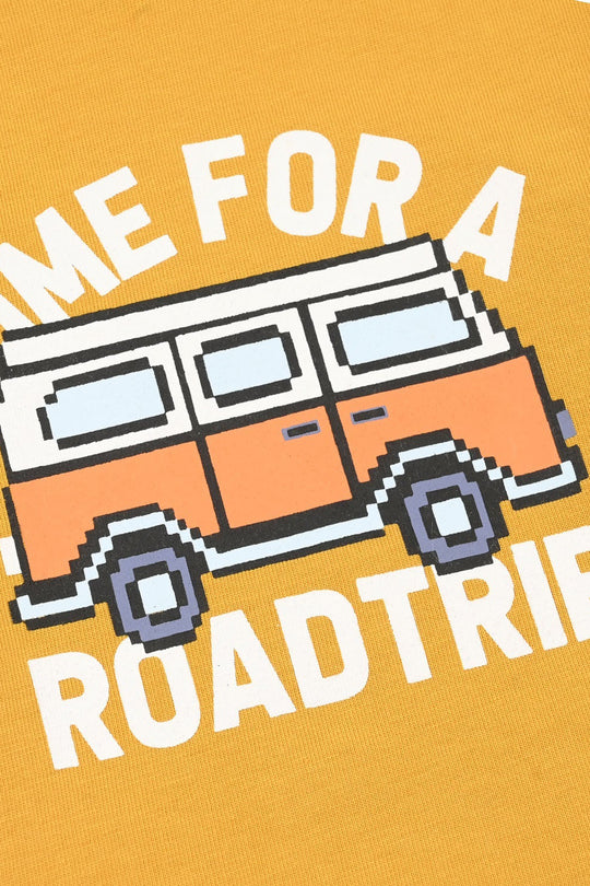 Infant Boys Jersey/Terry T-Shirt (Road Trip) - Yellow