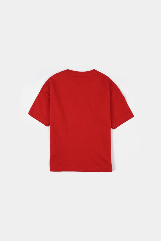 Infant Boys Jersey/Terry T-Shirt (Wheels) - Red