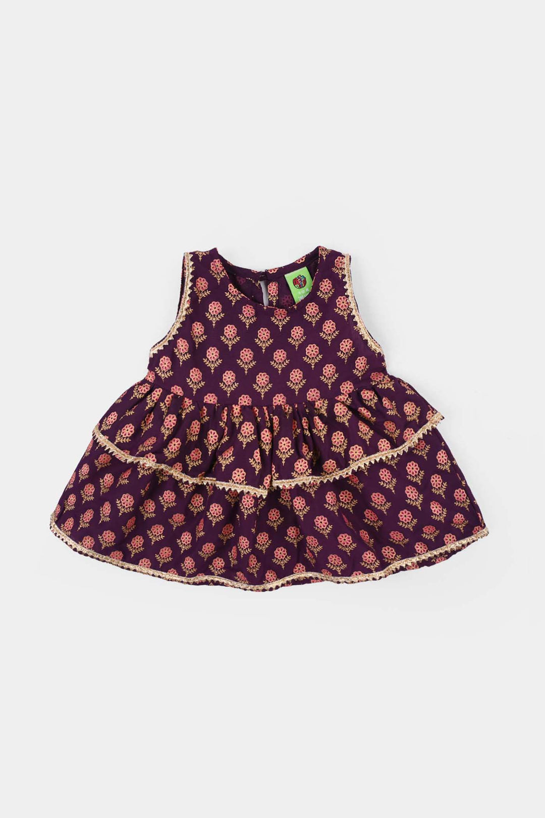 Infant Girls Poly Cambric 2Pcs Suit (Bebo) - Purple