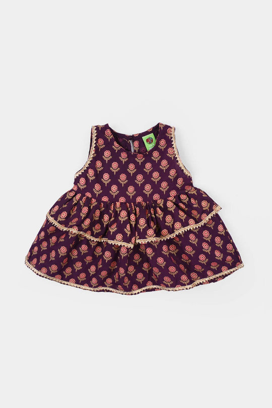 Infant Girls Poly Cambric 2Pcs Suit (Bebo) - Purple