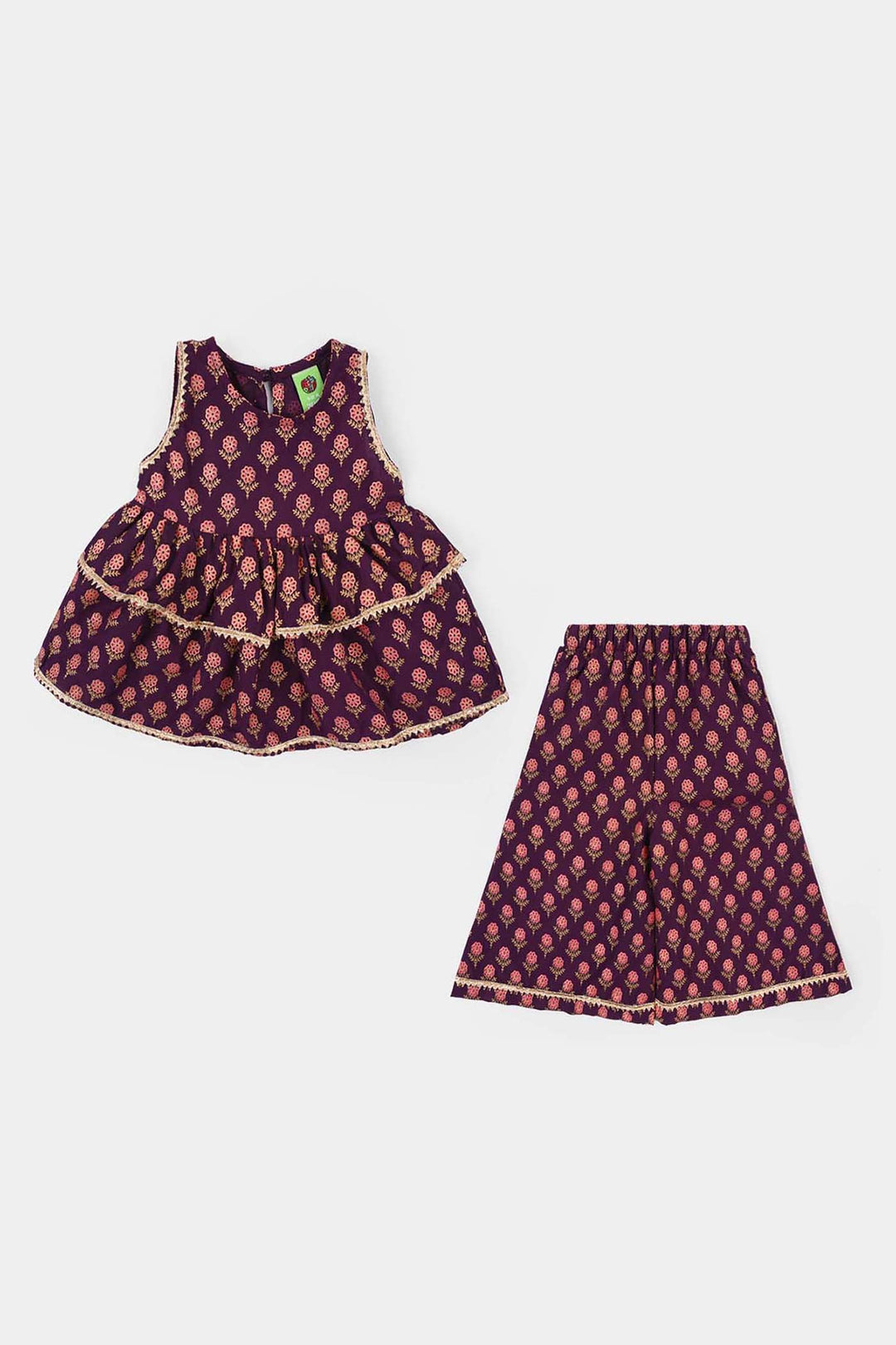 Infant Girls Poly Cambric 2Pcs Suit (Bebo) - Purple