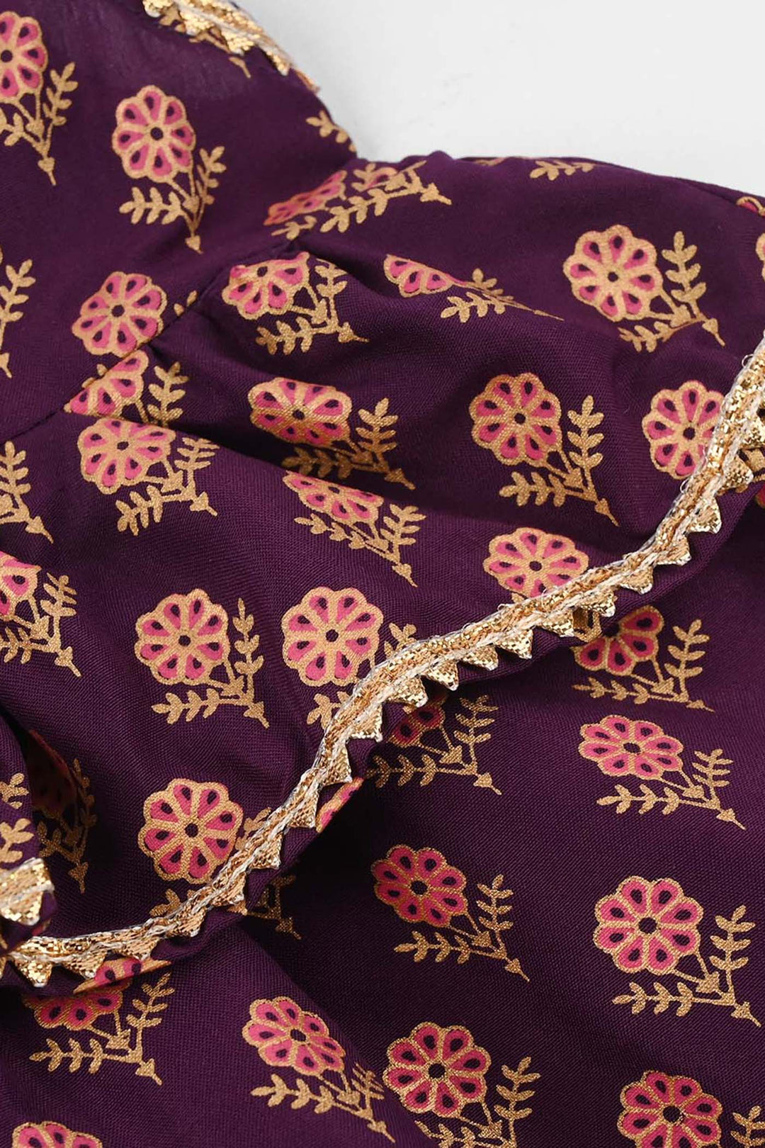 Infant Girls Poly Cambric 2Pcs Suit (Bebo) - Purple