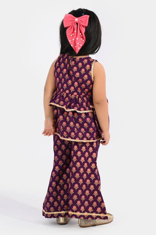 Infant Girls Poly Cambric 2Pcs Suit (Bebo) - Purple