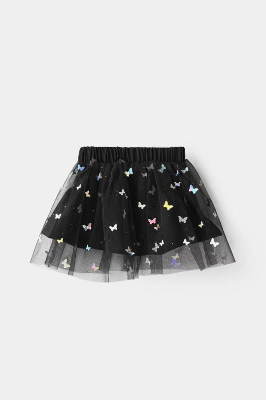 Infant Girls Net Short Skirt - Black