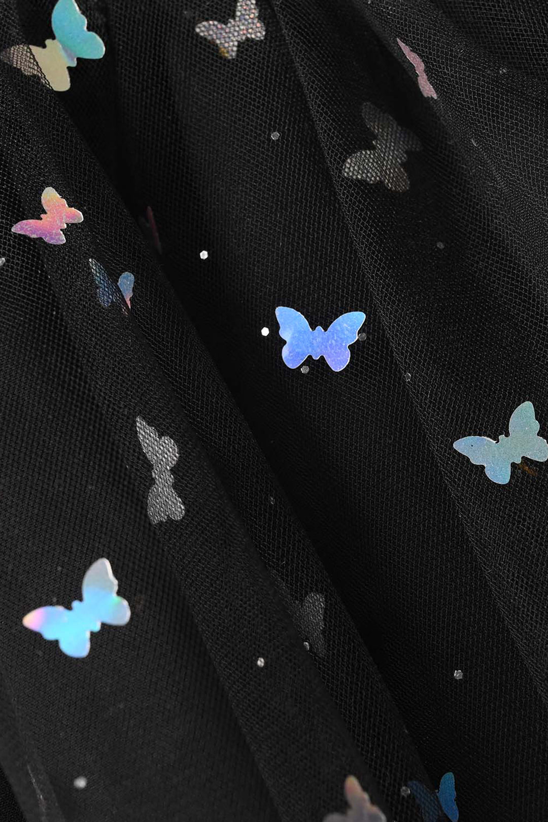 Girls Net Shorts Skirt Butterfly - Black