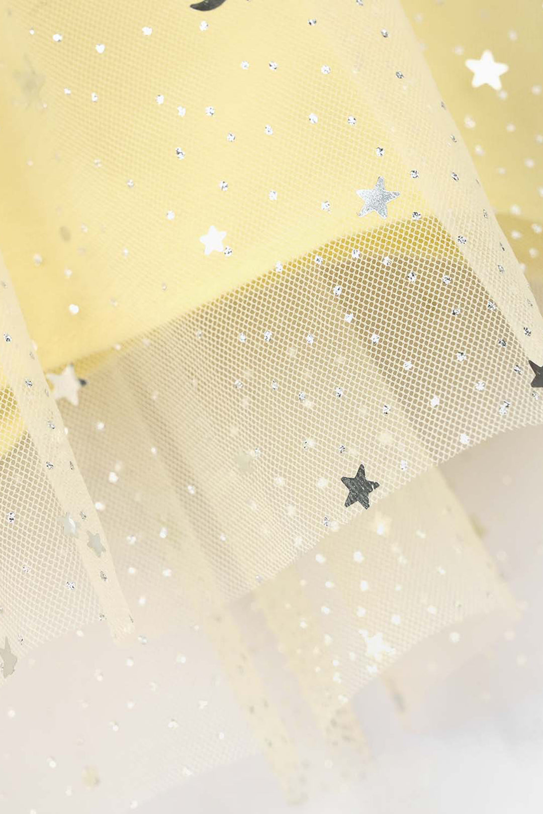 Infant Girls Net Short Skirt Shinny Star - Light Yellow
