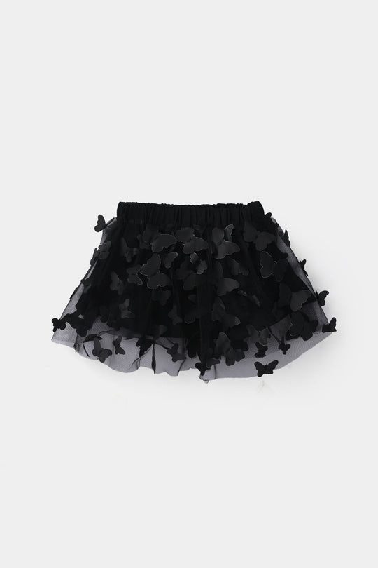 Infant Girls Net Short Skirt Butterflies - Black
