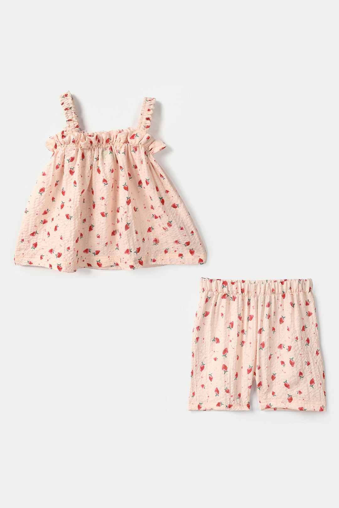 Infant Girls Poly Crinkle 2Pc Suit - Cream