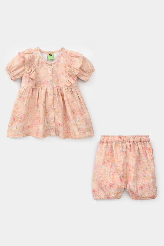 Infant Girls Poly Crinkle 2 Pc Suit - Multi