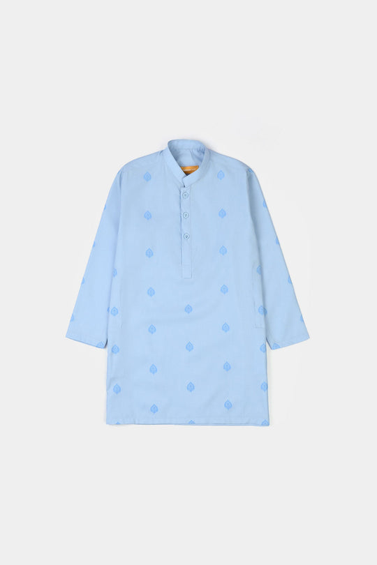 Boys Poly Viscose Printed Kurta (Breeze) - Blue