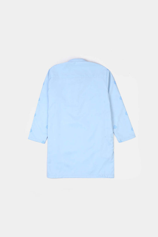 Boys Poly Viscose Printed Kurta (Breeze) - Blue